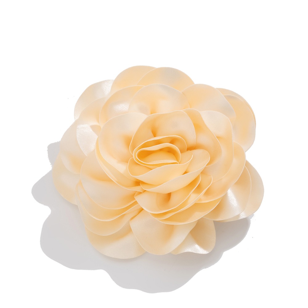 Applique Patch Flower - DIY 3D大型布製フラワーブローチ サテン誇張型服飾パッチクリップピン 衣類アップリケ 写真撮影用