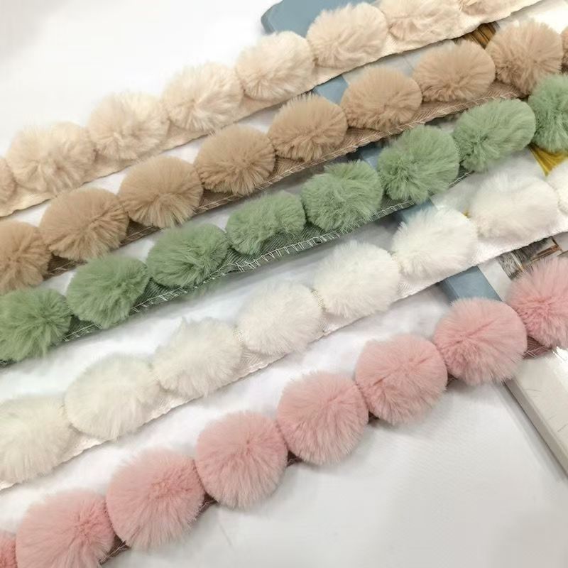 Fringe Ribbon Sewing - 3cmフェイクラビットファーポンポンボールレースフリンジトリム縫製リボンDIYカーテンクッションテーブルクロス生地工芸品アパレルアクセサリー