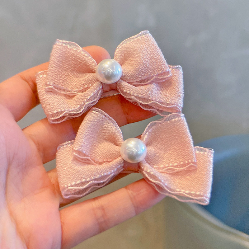 Lace Ribbon Trim - 女の子のための弓と真珠のセンターが付いたレースリボン,ヘアアクセサリー,48パーツのセット