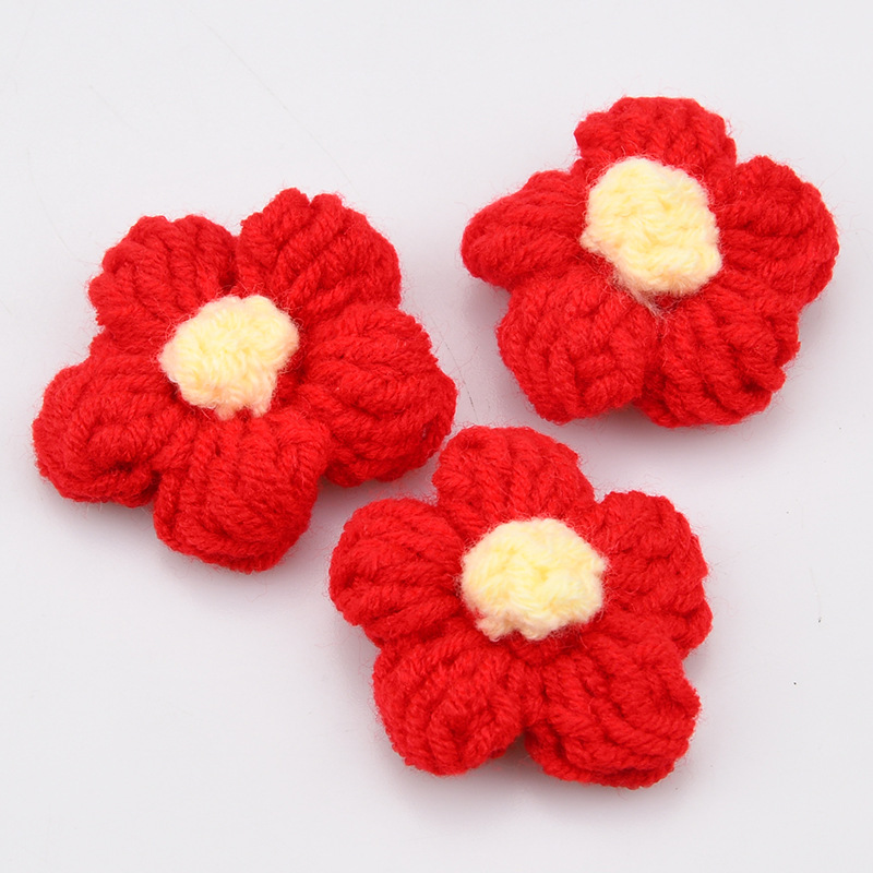 手作りのクロシェ五弁花アップリケ、ニットデイジー花柄パッチ、 - Applique Patch Flower のレビューと価格