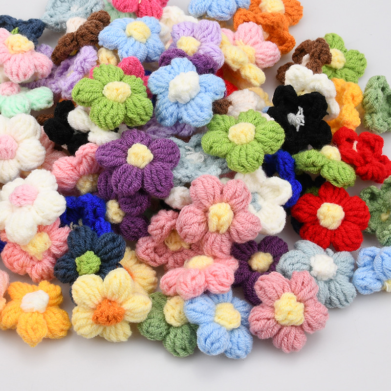手作りのクロシェ五弁花アップリケ、ニットデイジー花柄パッチ、 - Applique Patch Flower のレビューと価格