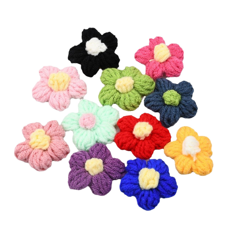 手作りのクロシェ五弁花アップリケ、ニットデイジー花柄パッチ、 - Applique Patch Flower のレビューと価格
