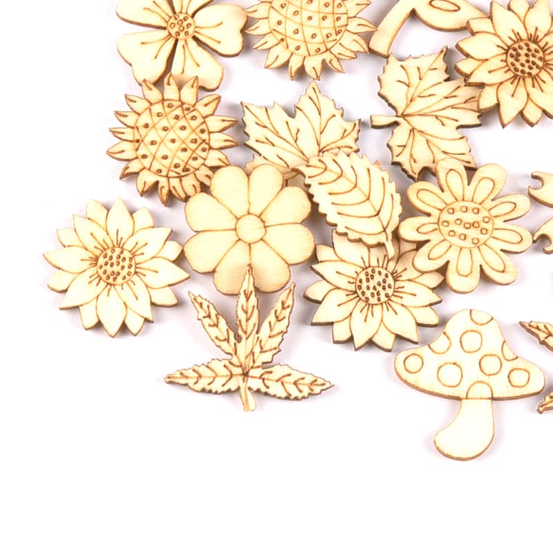 天然木のdiyアクセサリー、ひまわりと草、スクラップブッキン - Embellish Craft のレビューと価格