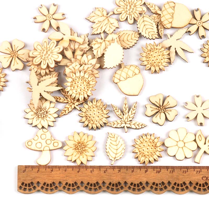 天然木のdiyアクセサリー、ひまわりと草、スクラップブッキン - Embellish Craft のレビューと価格