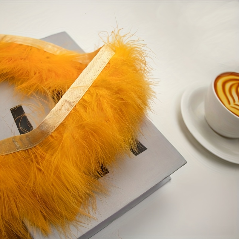 ふわふわの七面鳥の羽飾りフリンジリボン 8-10cm マラブ - Fringe Ribbon Sewing のレビューと価格