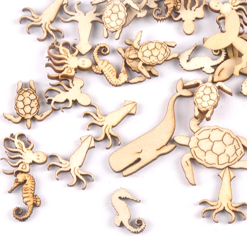 20個25-40mmウミガメ/馬/クジラの木diy工芸品家の - Embellish Craft のレビューと価格