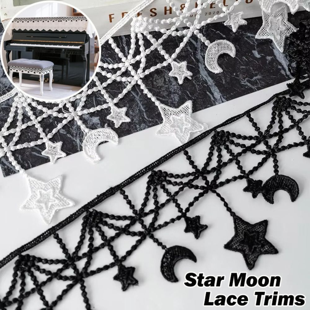 裁縫用品 黒白レーストリムリボン 幅10CM 星月デザインレ - Lace Ribbon Trim のレビューと価格