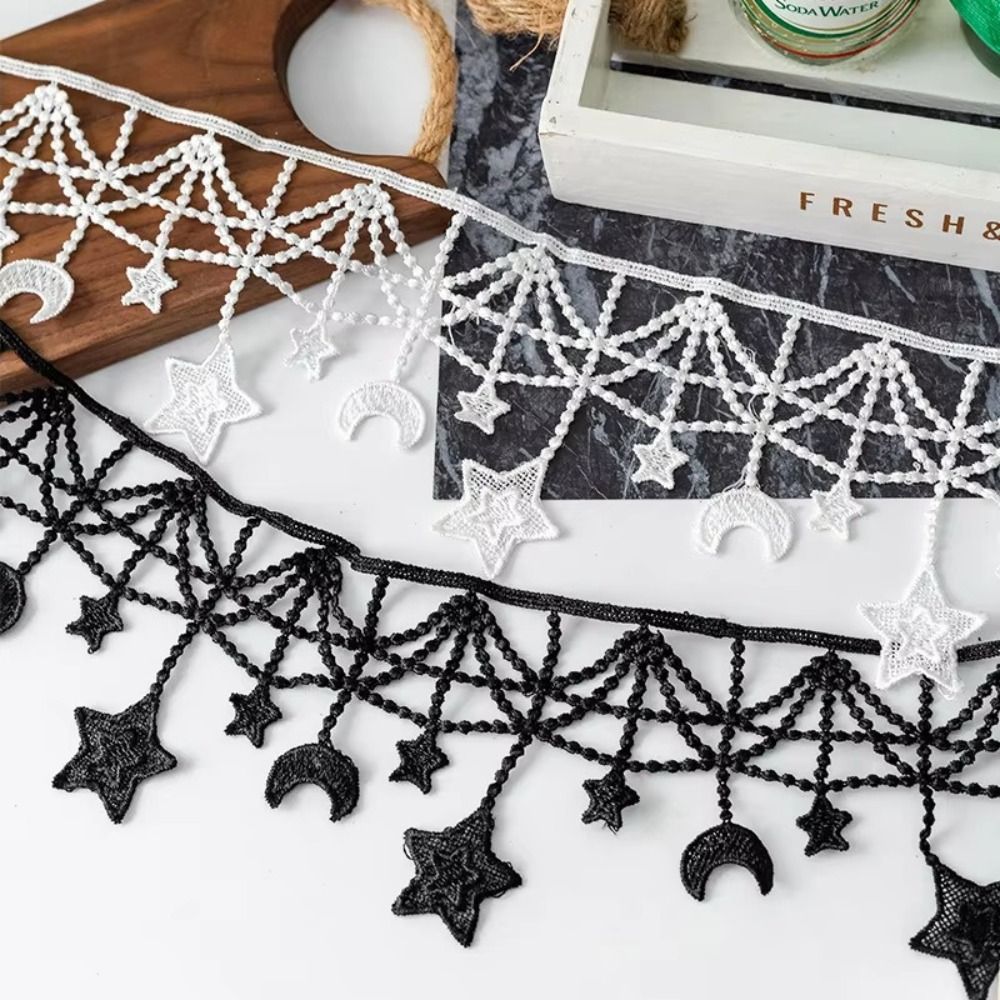 裁縫用品 黒白レーストリムリボン 幅10CM 星月デザインレ - Lace Ribbon Trim のレビューと価格