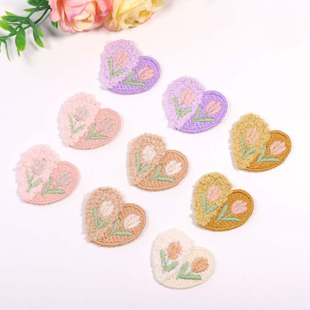 ウールの豪華な愛の花のアップリケ,10個,縫製用品,パッチ, - Applique Patch Flower のレビューと価格