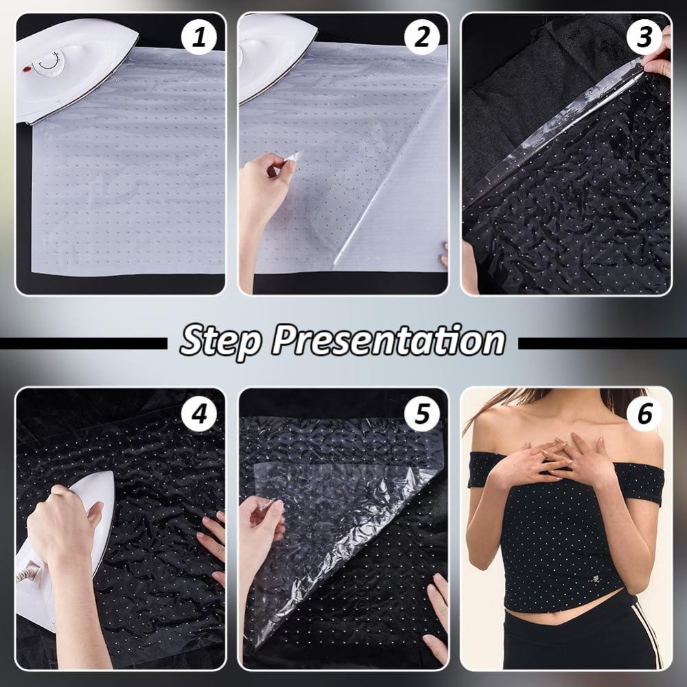 6枚入りグリッターホットフィックスラインストーンアイロン転写 - Hotfix Rhinestone Sheet のレビューと価格