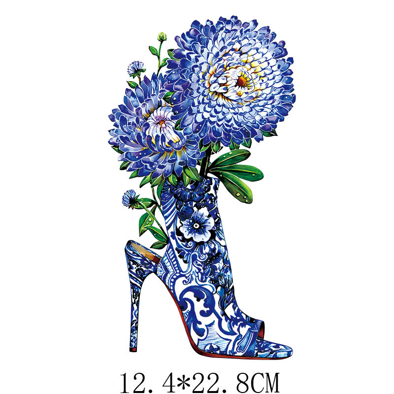 ハイヒールの花,ストライプのパッチ,衣服に転写するファッショ - Applique Patch Flower のレビューと価格