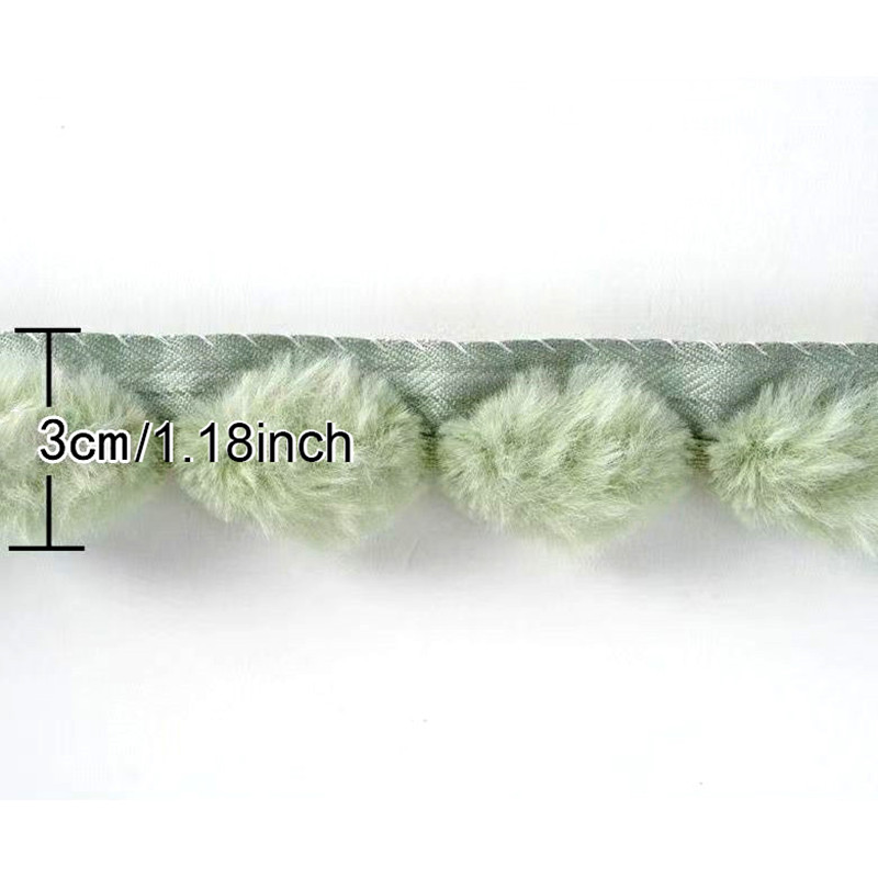 3cmフェイクラビットファーポンポンボールレースフリンジトリ - Fringe Ribbon Sewing のレビューと価格
