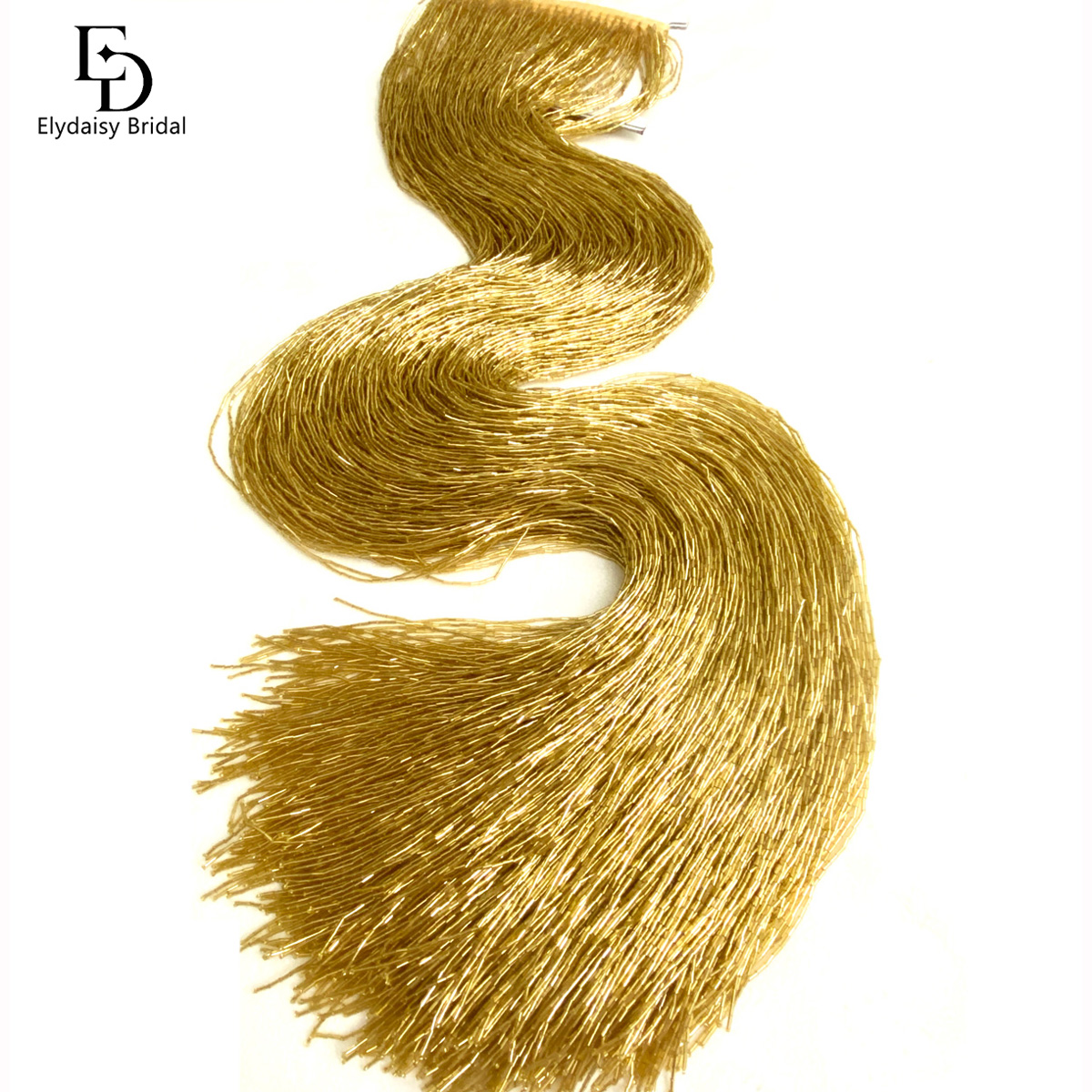 ELYDAISY 1 メートルの長さのシャンパン/ゴールドサ - Beaded Trim Fringe のレビューと価格