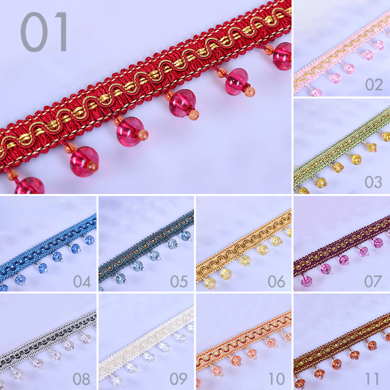 12mヨーロピアンスタイルのクリスタルドアと窓のパールカーテ - Beaded Trim Fringe のレビューと価格