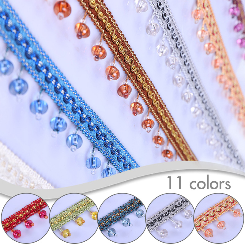 12mヨーロピアンスタイルのクリスタルドアと窓のパールカーテ - Beaded Trim Fringe のレビューと価格