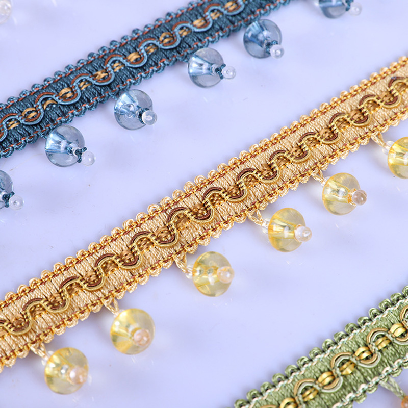 12mヨーロピアンスタイルのクリスタルドアと窓のパールカーテ - Beaded Trim Fringe のレビューと価格