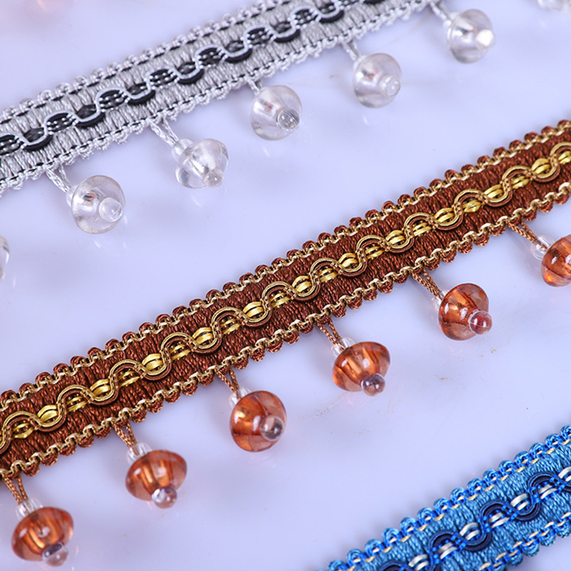 12mヨーロピアンスタイルのクリスタルドアと窓のパールカーテ - Beaded Trim Fringe のレビューと価格